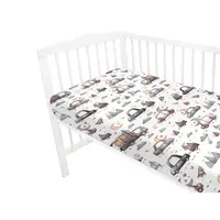 Cearceaf cu elastic MimiNu pentru patut 140x70 cm din bumbac design Cars Grey