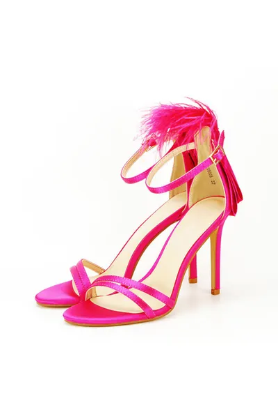 Sandale elegante fucsia cu pene BSX8005 128 13128 - Fucsia