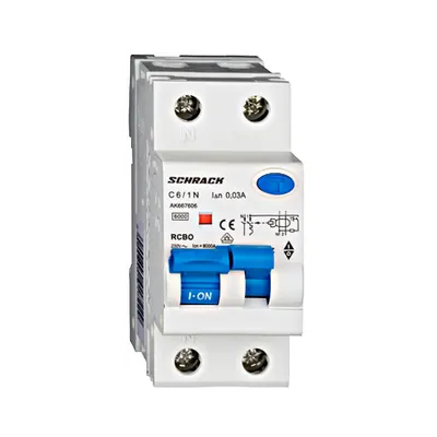 Intrerupator automat+ diferential 1P+N, AMPARO 6kA, C 6A, 30mA, tip A