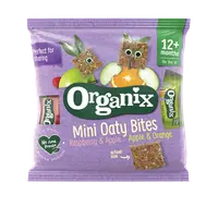 Minibatoane cu ovaz + mere + portocale si zmeura +12 luni Bio, 110g, Organix