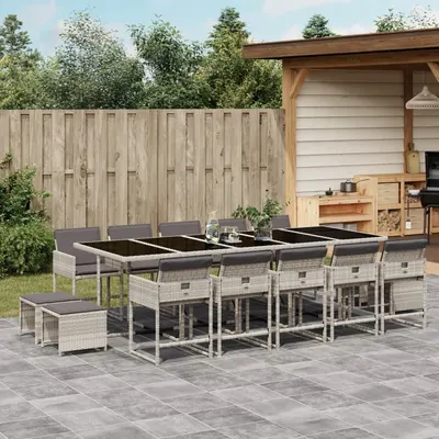 Gossi set mobilier de gradina cu perne 15 piese gri deschis poliratan