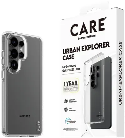 Husă CARE – Urban Explorer, Galaxy S26 Ultra, Qi, transparentă