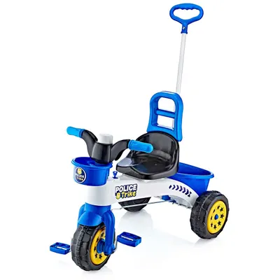 Prima mea tricicleta cu maner si claxon, Guclu Toys, Politie