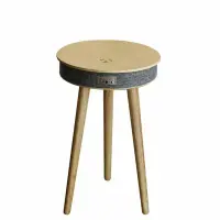 Masă inteligentă cu Bluetooth 5.0, sistem audio 20W și încărcare wireless – Nuanță Stejar, design rafinat din MDF și lemn de stejar