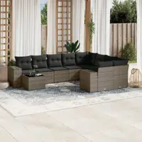 Gossi set mobilier de gradina cu perne, 10 piese, gri, poliratan