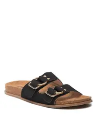 Papuci flip-flop dama - Piele ecologica - Negru - Negru