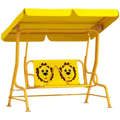 AIYAPLAY Leagăn pentru Copii cu Copertină Reglabilă și Centură de Siguranță, 120x112x75 cm, Galben | Aosom Romania