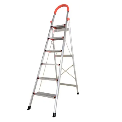 Scara pliabila din aluminiu tip D MESERINO TOOLS MTJL-301-6T, 6 trepte, 1.9 metri, greutate maxima suportata 120 kg