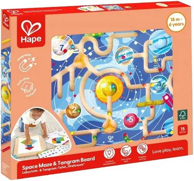 Set din lemn Hape International - Labirint spațial și tablă de tangram