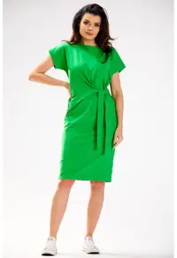 Rochie midi din bumbac cu design frontal - Verde