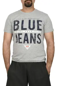 Tricou barbat, imprimeu Blue Jeans, gri (Marime tricou: XL)
