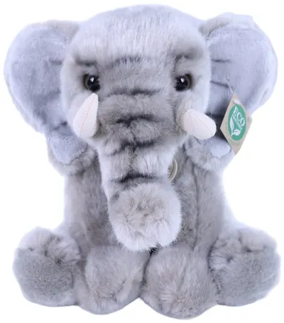 Jucărie de pluș Rappa Eco Friends - Elefant, așezat, 27 cm