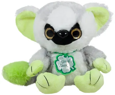 Jucărie de pluș Amek Toys - Lemur cu urechi verzi, 25 cm