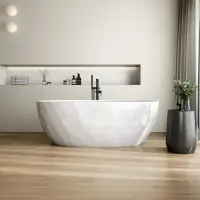 Cada freestanding compozit 3D, alb mat, ovala 167 x 82 cm, Foglia Armonia