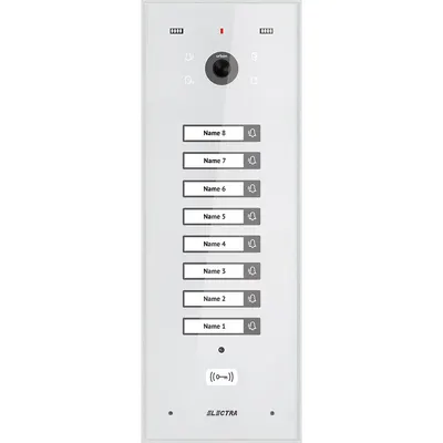 Videointerfon de exterior Electra VPU.08F03.ELWTL, 8 familii, 800 LTV, RFID, incastrat, alb