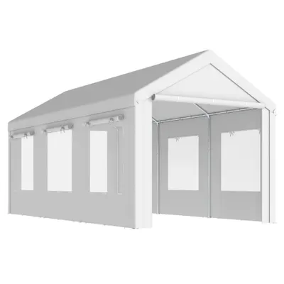 Outsunny Adăpost Auto Cort Garaj Protecție UV30+ Înălțime Reglabilă 6 Ferestre cu Plasă 3x6m Alb | Aosom Romania
