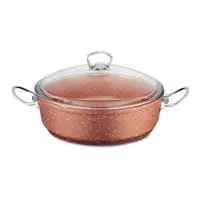 Cratiță din aluminiu cu capac Güral Porselen Classic, ø 26 cm, roz