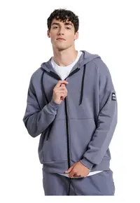 Hanorac gri - bumbac - fleece moale - gluga ajustabila - doua buzunare