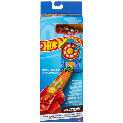 Set de joaca cu masinuta de curse, Hot Wheels, Spin and Score, HDR81