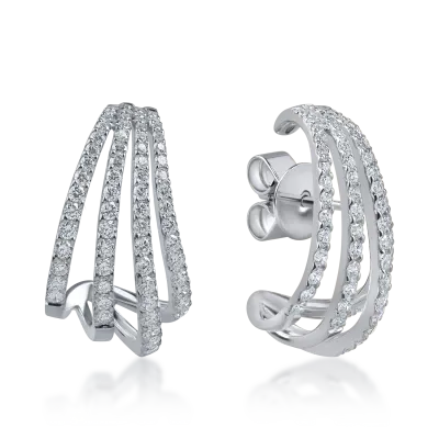 Cercei din aur alb cu diamante microsetting de 1.84ct