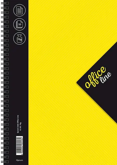 Caiet spiralat Ilijanum Office Line - A4, 50 foi, rânduri largi, sortiment