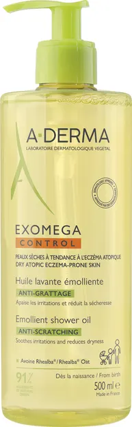 A-Derma Exomega Ulei de duș emolient anti-scărpinat, 500 ml