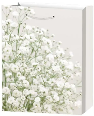 Pungă cadou Flori - 26 х 32 х 10 cm, alb