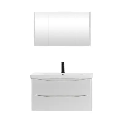 Set mobilier baie Zen suspendat 3 piese alb 100 cm