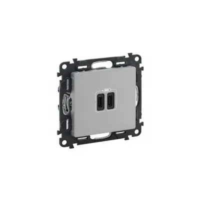 Double USB Type C+C charging prizas Valena In'matic - aluminiu Valena Life