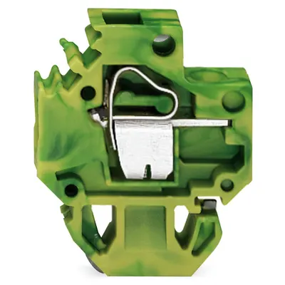 Ground conductor feedthrough terminal block; Conductor/solder/crimp quick disconnect terminal; Plate thickness: 1.5 mm; 4 mm²; Pin spacing 6 mm; 1-pole; CAGE CLAMP®; 4,00 mm²; green-yellow