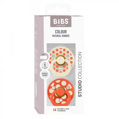Set 2 suzete Bibs Colour Studio Collection Polka Dots tetina rotunda 0 luni+ IvoryTango