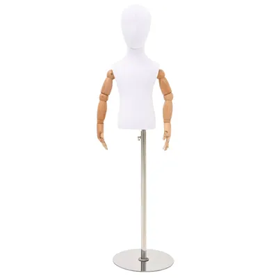 vidaXL Manechin Ajustabil 120-157 cm cu Bază Unisex PP Alb 120-157 cm