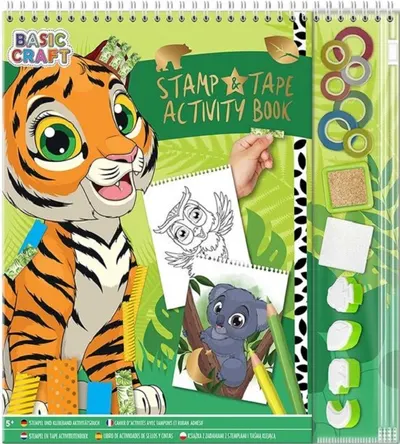 Carte interesantă Grafix Basic Craft - Tigru, cu bandă colorată și ștampile