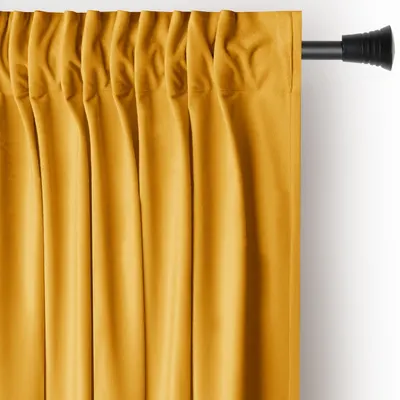 Draperie galbenă dimout (semi-opacă) din catifea 140x270 cm Pleat – Restilo