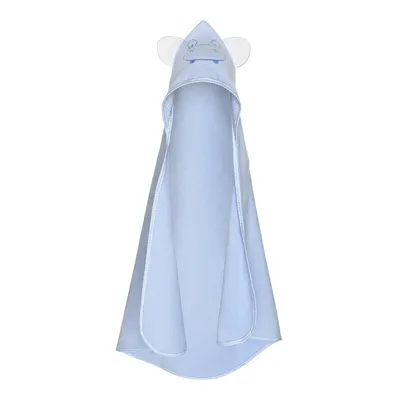 Prosop din bumbac terry pentru copii Bocioland Hippo Blue 80x80 cm,gluga brodata,urechi decorative