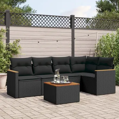 Gossi set mobilier de gradina cu perne, 6 piese, negru, poliratan