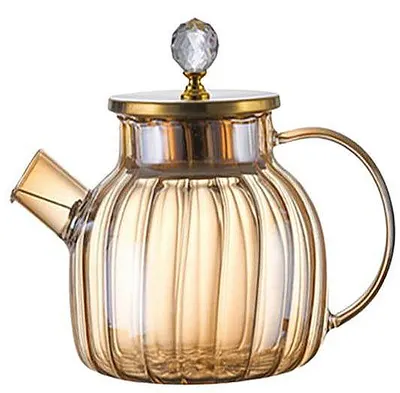 Ceainic de sticlă Morello - Press Art, 1500 ml, chihlimbar