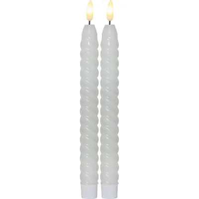 Set de 2 lumânări cu LED din ceară albă Star Trading Flamme Swirl Antique, înălțime 25 cm