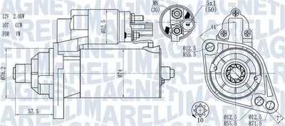 Electromotor (12v, 1,7kw) Potrivit Audi A3; Seat Altea, Altea Xl, Ibiza Iv, Leon; Skoda Octavia Ii, Yeti; Vw Beetle, Caddy Iii, Caddy Iii Minivan, Eos, Golf Plus V, Golf Vi 1.2-2.0d 02.03