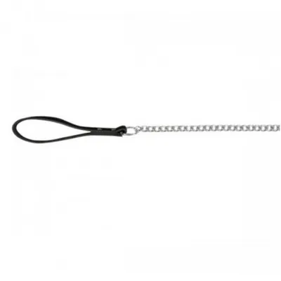 Lesa metalica fixa, argintie, grosime 1.6 mm, lungime 90 cm, pentru caini de talie medie