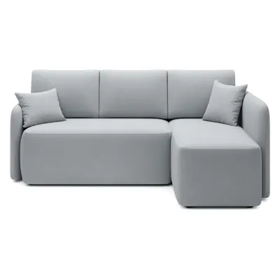 Colțar gri deschis extensibil/cu spațiu de depozitare cu tapițerie din catifea (cu colț pe partea dreaptă/cu șezlong) Hadson – ELTAP