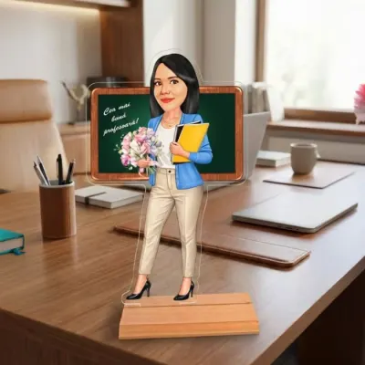 Caricatura pentru profesoara - Statueta Personalizata tip Trofeu