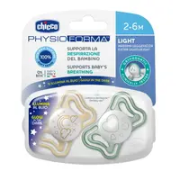Suzeta Chicco PhysioForma Light Glow, 2bucati, unisex, 2-6luni