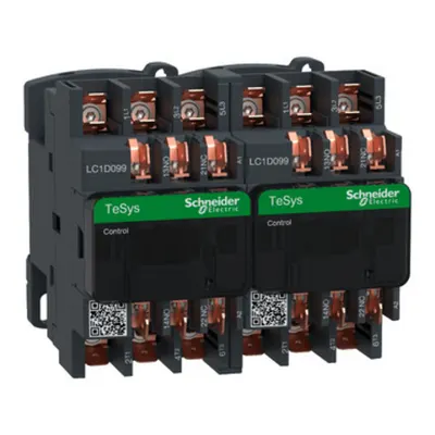 Contactor inversor, TeSys Deca, 3P(3NO), AC-3, <=440V, 9A, bobina 24V AC 50/60Hz, terminale faston