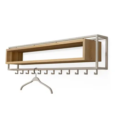 Cuier de perete în culoare naturală/taupe cu raft din lemn de stejar 118 cm School – Spinder Design