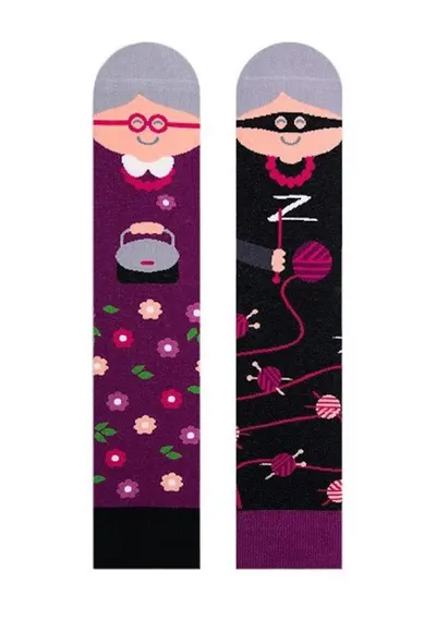 Sosete tematice cu bunica Extra Grandma - Negru/Mov