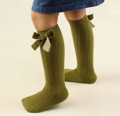Șosete Kaki 3/4 cu Fundiță, kaki