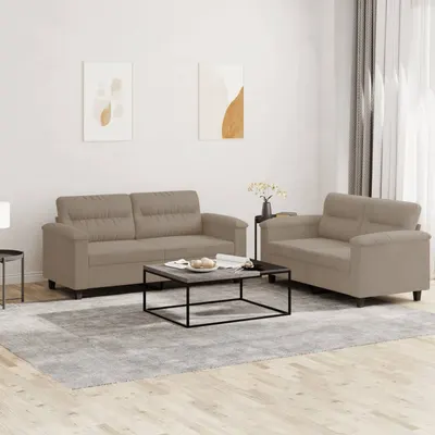 vidaXL Set de canapele cu perne, 2 piese, gri taupe, microfibră