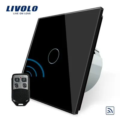 Intrerupator simplu, wireless RF + telecomanda tip breloc Negru