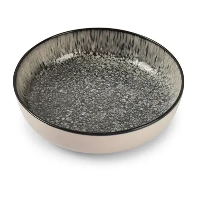 Farfurie neagră/crem adâncă din gresie ø 18,5 cm Gravel – ONA